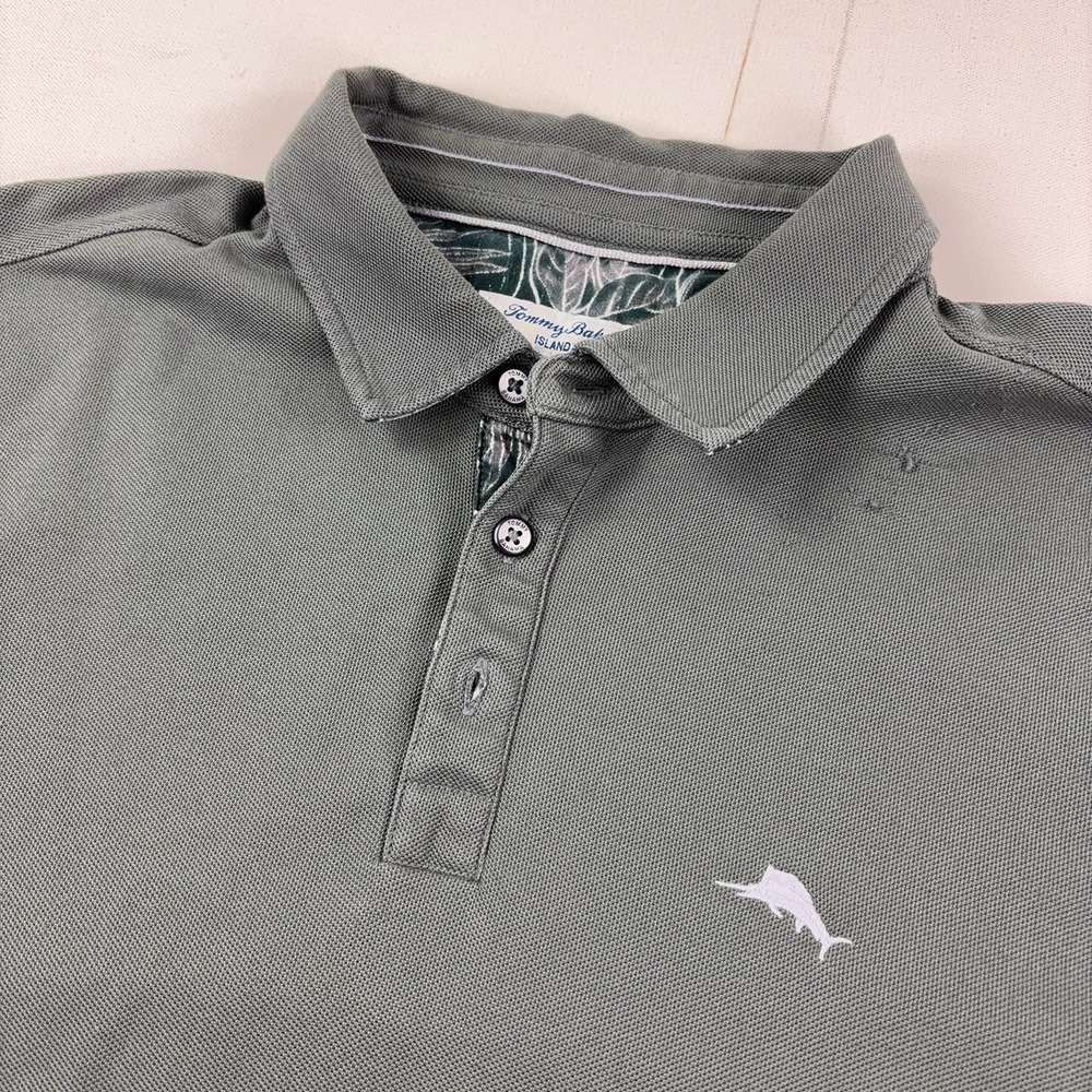 Tommy Bahama IslandZone Polo Shirt Mens XL Gray Supima Cotton Knit Long Sleeve